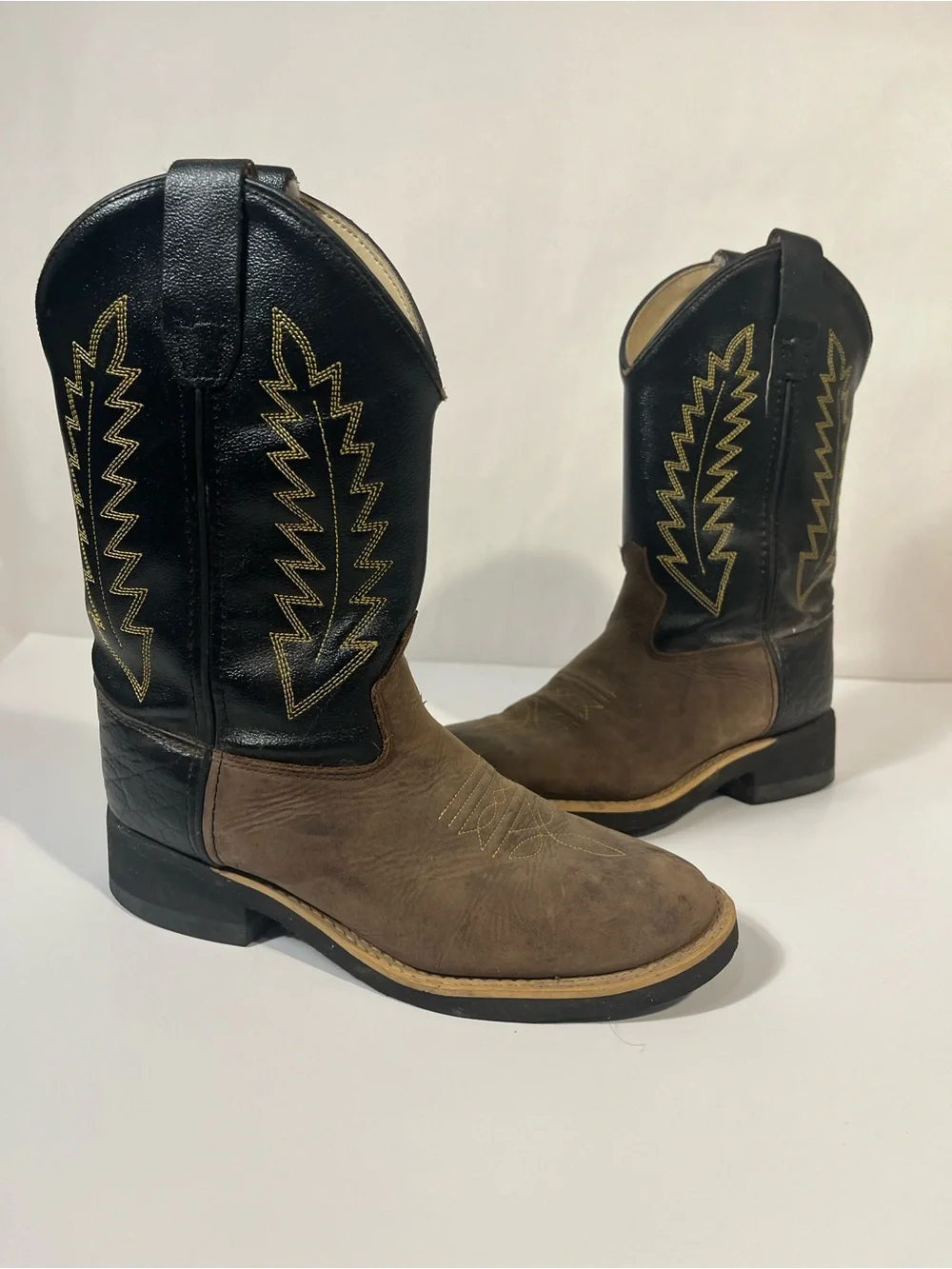 Old West Children's Crepe Western Boots 1606 Brown Black Barn Rodeo Youth Size 3